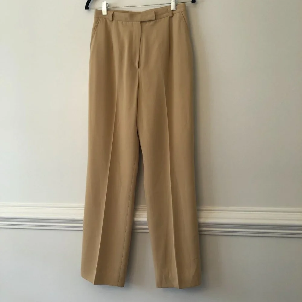 Alex New York Tailored Tan Trousers | Lined Straight Leg Pants | Size 8 - Picture 7 of 10
